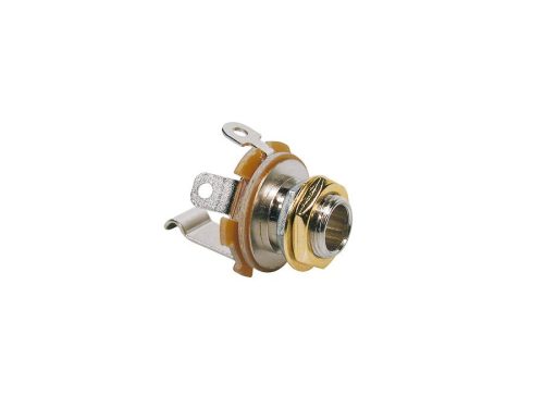 SJ-2-GD Boston  chassis connector jack, 6,3mm, 2-pole, M9, gold, thread in chrome