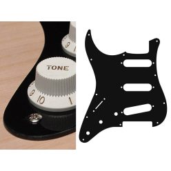   SL-113-B Boston  pickguard, Stallion, standard, SSS, 3 pot holes, 3-5 switch, lefthanded, 1 ply, black