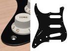 SL-113-BM Boston  pickguard, Stallion, standard, SSS, 3 pot holes, 3-5 switch, lefthanded, 1 ply, black mat