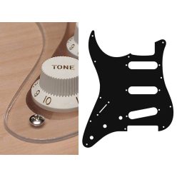   SL-113-TR Boston  pickguard, Stallion, standard, SSS, 3 pot holes, 3-5 switch, lefthanded, 1 ply, transparent