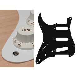   SL-113-W Boston  pickguard, Stallion, standard, SSS, 3 pot holes, 3-5 switch, lefthanded, 1 ply, white