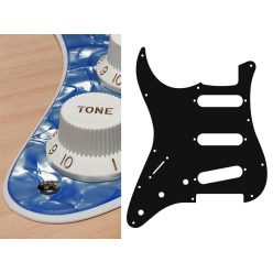   SL-213-POB Boston  pickguard, Stallion, standard, SSS, 3 pot holes, 3-5 switch, lefthanded, 2 ply, pearl ocean blue