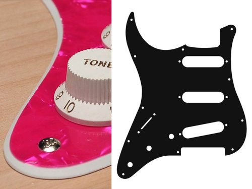 SL-213-PP Boston  pickguard, Stallion, standard, SSS, 3 pot holes, 3-5 switch, lefthanded, 2 ply, pearl pink