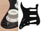 SL-213-SBK Boston  pickguard, Stallion, standard, SSS, 3 pot holes, 3-5 switch, lefthanded, 2 ply, sparkling black