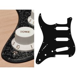   SL-213-SBK Boston  pickguard, Stallion, standard, SSS, 3 pot holes, 3-5 switch, lefthanded, 2 ply, sparkling black