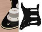 SL-313-BC Boston  pickguard, Stallion, standard, SSS, 3 pot holes, 3-5 switch, lefthanded, 3 ply, black and cream