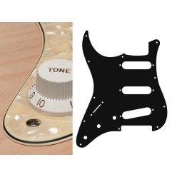   SL-313-PC Boston  pickguard, Stallion, standard, SSS, 3 pot holes, 3-5 switch, lefthanded, 3 ply, pearl cream