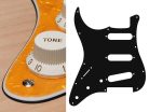 SL-313-PY Boston  pickguard, Stallion, standard, SSS, 3 pot holes, 3-5 switch, lefthanded, 3 ply, pearl yellow