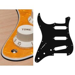   SL-313-PY Boston  pickguard, Stallion, standard, SSS, 3 pot holes, 3-5 switch, lefthanded, 3 ply, pearl yellow