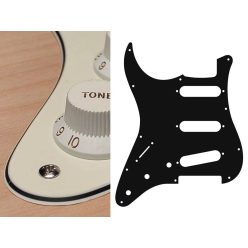   SL-313-VW Boston  pickguard, Stallion, standard, SSS, 3 pot holes, 3-5 switch, lefthanded, 3 ply, vintage white