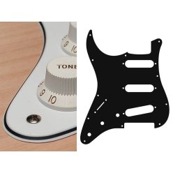   SL-313-W Boston  pickguard, Stallion, standard, SSS, 3 pot holes, 3-5 switch, lefthanded, 3 ply, white