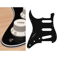   SL-413-B Boston  pickguard, Stallion, standard, SSS, 3 pot holes, 3-5 switch, lefthanded, 4 ply, black