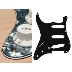   SL-413-PB Boston  pickguard, Stallion, standard, SSS, 3 pot holes, 3-5 switch, lefthanded, 4 ply, pearl black