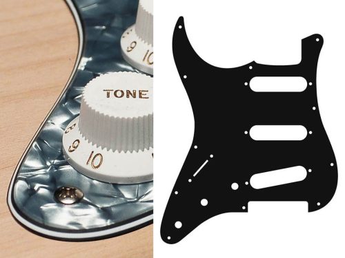 SL-413-PB Boston  pickguard, Stallion, standard, SSS, 3 pot holes, 3-5 switch, lefthanded, 4 ply, pearl black