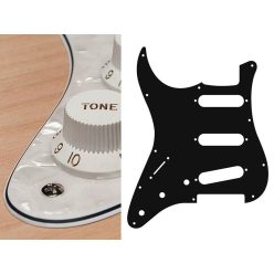   SL-413-PW Boston  pickguard, Stallion, standard, SSS, 3 pot holes, 3-5 switch, lefthanded, 4 ply, pearl white