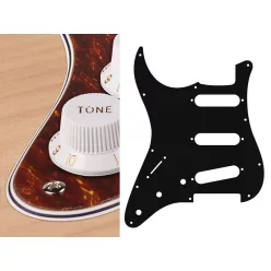  SL-413-T Boston  pickguard, Stallion, standard, SSS, 3 pot holes, 3-5 switch, lefthanded, 4 ply, tortoise