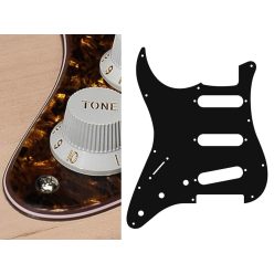   SL-413-TBP Boston  pickguard, Stallion, standard, SSS, 3 pot holes, 3-5 switch, lefthanded, 4 ply, tortoise brown pear