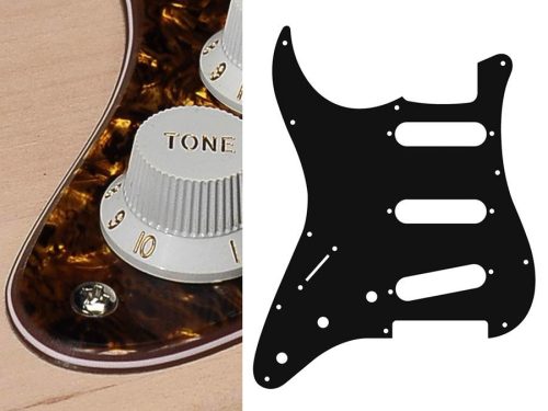 SL-413-TBP Boston  pickguard, Stallion, standard, SSS, 3 pot holes, 3-5 switch, lefthanded, 4 ply, tortoise brown pear