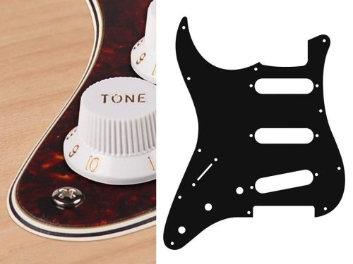 SL-413-TI Boston  pickguard, Stallion, standard, SSS, 3 pot holes, 3-5 switch, lefthanded, 4 ply, tortoise intense