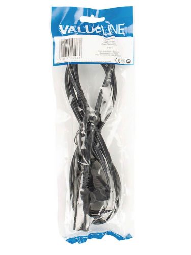 SM-180-5 Boston  power cable, black, 2 x 0,75mm2, euro to IEC-320-C7, 5 meter