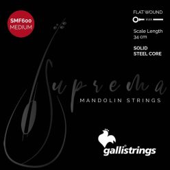   SMF-600 Galli Suprema string set mandolin, chrome steel flatwound, medium, 010-015-022-033 loop end