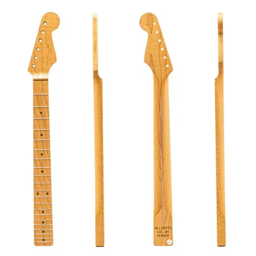 SMOFATRF Allparts Select limited edition VIN-MOD replacement neck for Stratocaster, AAA+ roasted flamed maple,  chunky C shape, unfinished
