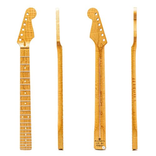 SMOWRF Allparts Select limited edition Ultra-MOD replacement neck for Stratocaster, AAA+ roasted flamed maple, maple fretboard, unfinished