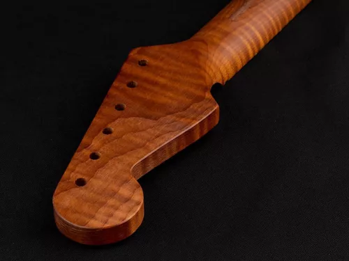 SMTFCRF Allparts  neck for Stratocaster®, tempered flamed maple, 10" radius, 21 tall frets, thin semi-gloss finish