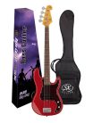 SPB62-FR SX Retro Series 62 vintage P-style electric bass guitar, with split single coil pickup, with bag, fiesta red