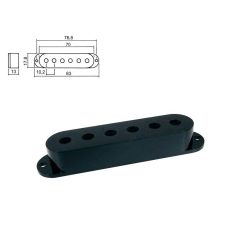   SPC-10-BK Boston  pickup cover, Stallion model single coil, 83,0-70,0x17,8x18,0mm, 3 pcs, black