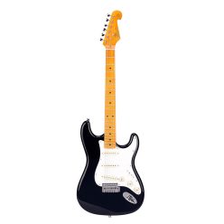   SX SST57-BK – E-Gitarre, Retro Series, 57er Vintage Stil, 3 Single Coils, Vintage Tremolo, Schwarz, mit Gigbag