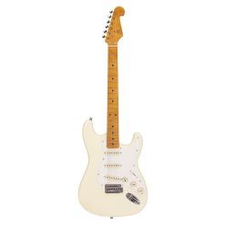   SX SST57-VWH – E-Gitarre, Retro Series, 57er Vintage Stil, 3 Single Coils, Vintage Tremolo, Vintage White, mit Gigbag