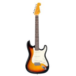   SX SST62-3TS Retro Series E-Gitarre 62 Vintage Stil – 3 Single Coil Pickups, Vintage Tremolo, 3-Ton Sunburst, mit Gigbag