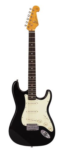 SST62-BK SX Retro Series electric guitar 62 vintage style, 3 single coil pickups, vintage tremolo, black, incl. gig bag