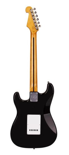 SX SST62-BK Retro Series E-Gitarre – 62er Vintage Stil, 3 Single Coils, Vintage Tremolo, Schwarz Hochglanz, mit Gigbag