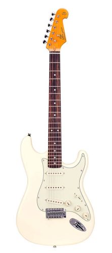 SST62-VWH SX Retro Series electric guitar 62 vintage style, 3 single coil pickups, vintage trem., vintage white, incl. gig ba