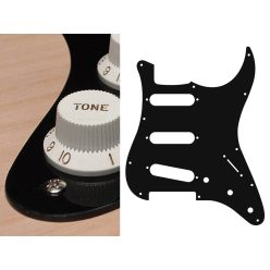   ST-113-B Boston  pickguard, Stallion, standard, SSS, 3 pot holes, 3-5 switch, 1 ply, black