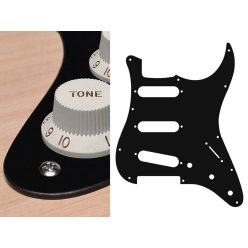   ST-113-BM Boston  pickguard, Stallion, standard, SSS, 3 pot holes, 3-5 switch, 1 ply, black mat