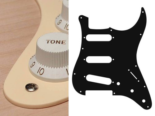 ST-113-C Boston  pickguard, Stallion, standard, SSS, 3 pot holes, 3-5 switch, 1 ply, cream