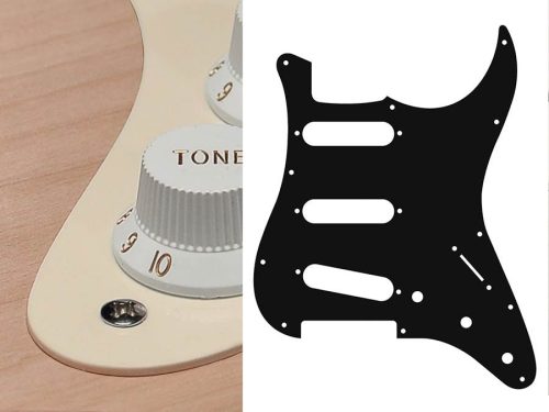 ST-113-VW Boston  pickguard, Stallion, standard, SSS, 3 pot holes, 3-5 switch, 1 ply, vintage white