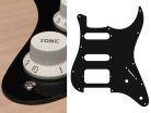 ST-122-B Boston  pickguard, Stallion, SSH, 2 pot holes, 3-5 switch, 1 ply, black