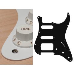   ST-123-W Boston  pickguard, Stallion, SSH, 3 pot holes, 3-5 switch, 1 ply, white