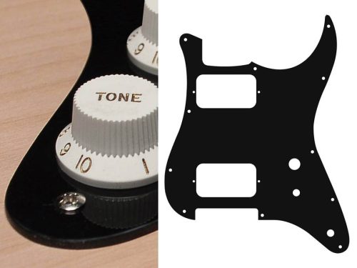 ST-131-B Boston  pickguard, Stallion, HH, 2 pot holes, toggle switch, 1 ply, black