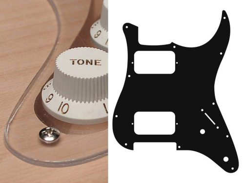 ST-132-TR Boston  pickguard, Stallion, HH, 2 pot holes, 3-5 switch, 1 ply, transparent