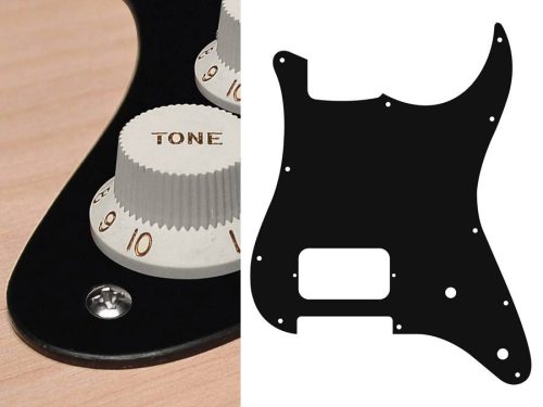 ST-144-BM Boston  pickguard, Stallion, H, 2 pot holes, 1 ply, black mat