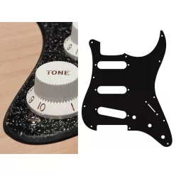   ST-213-SBK Boston  pickguard, Stallion, standard, SSS, 3 pot holes, 3-5 switch, 2 ply, sparkling black