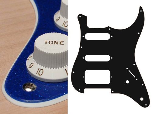 ST-222-SBU Boston  pickguard, Stallion, SSH, 2 pot holes, 3-5 switch, 2 ply, sparkling blue