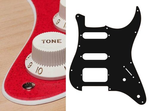 ST-222-SRD Boston  pickguard, Stallion, SSH, 2 pot holes, 3-5 switch, 2 ply, sparkling red