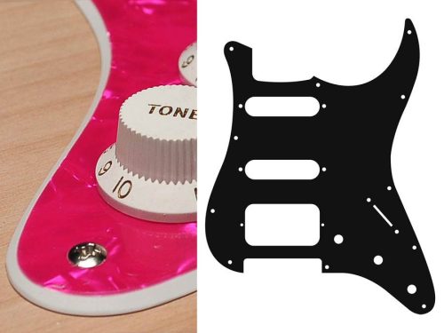 ST-223-PP Boston  pickguard, Stallion, SSH, 3 pot holes, 3-5 switch, 2 ply, pearl pink