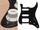 ST-223-SBK Boston  pickguard, Stallion, SSH, 3 pot holes, 3-5 switch, 2 ply, sparkling black